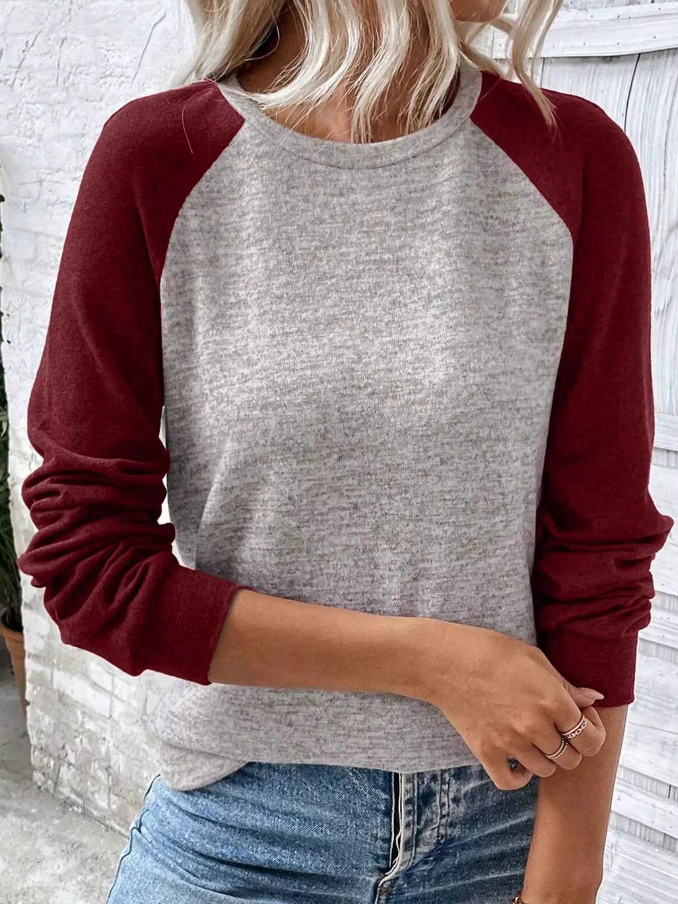 Color Block Raglan Long Sleeve T Shirt 86d78c238044479ca56ebce3ab8bf783-Max-Origin