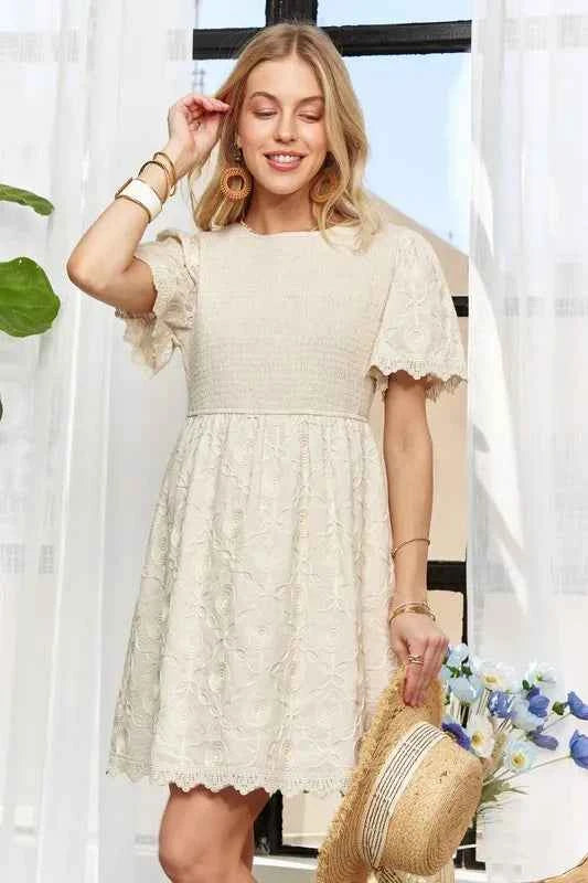ADORA Rround Neck Crinkle Babydoll Dress 87017f6cb8f240628903e134f0227757-Max-Origin