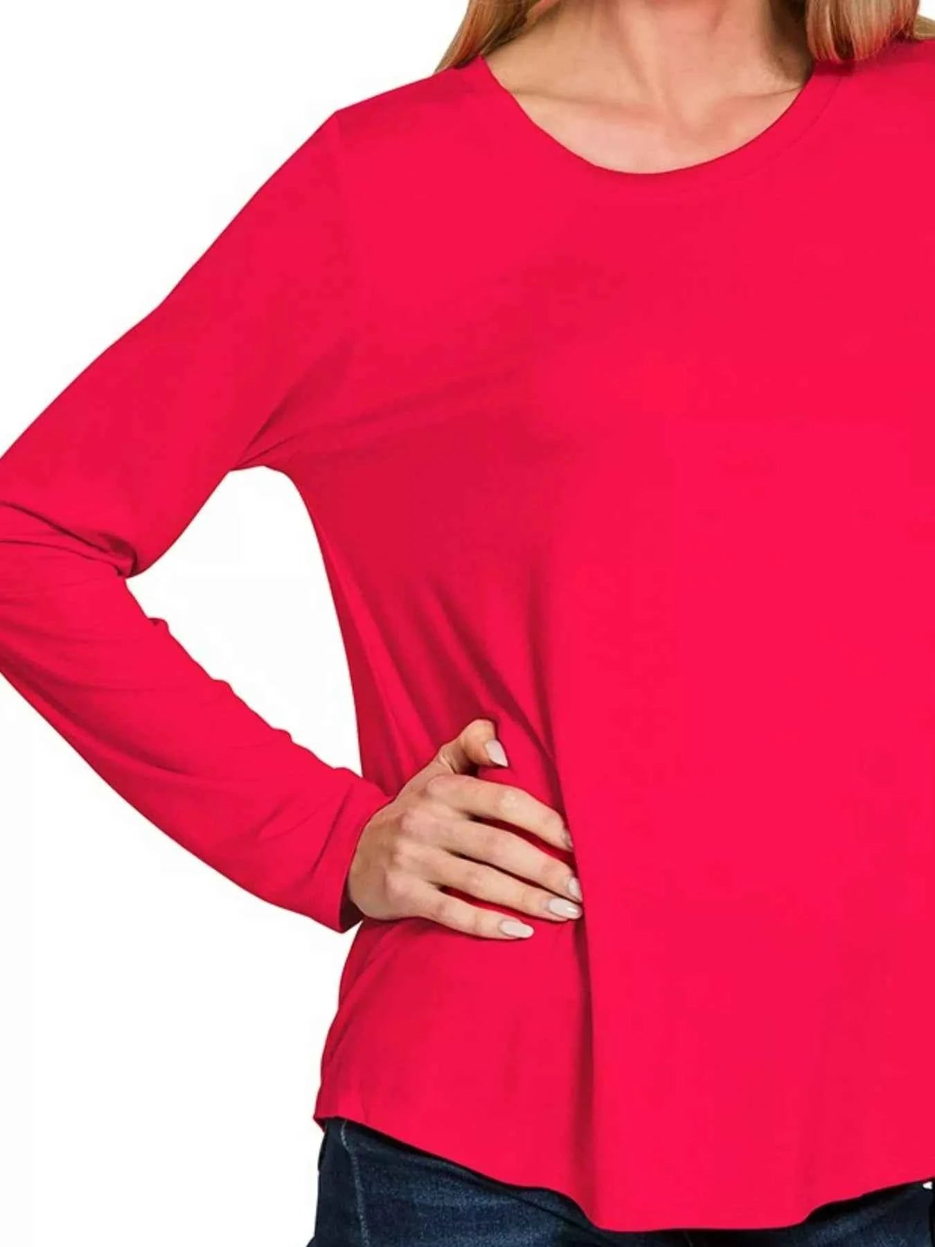 Zenana Flowy Round Hem Rayon Long Sleeve Top 8783d3b5-40f9-4121-b720-4ee427ef3e9e-Max-Origin