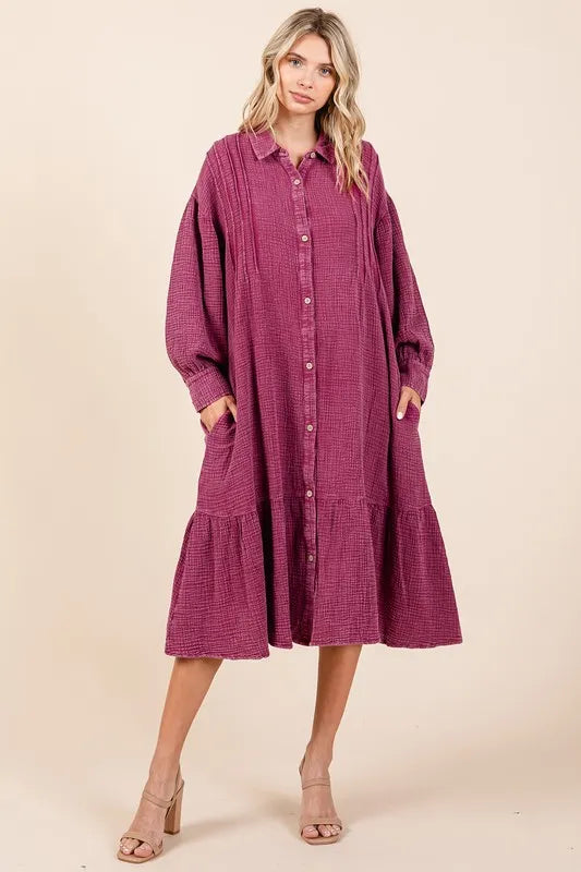 Mittoshop Mineral Wash Cotton Gauze Ruffle Midi Shirt Dress 8833f586-e01e-4436-8272-5cd32c8d6b5f-Max