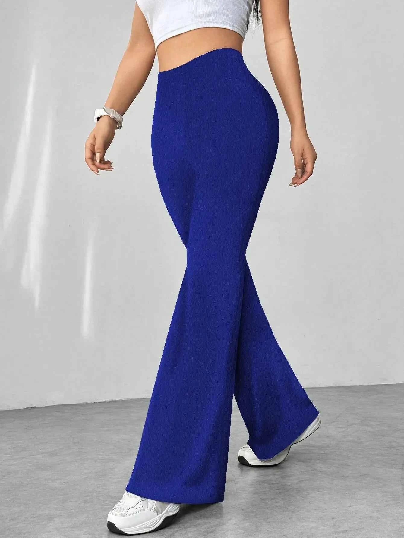 High Waisted Flare Pants Blue 883f5ab0-3a02-4ce0-8244-186eddcf9294-Max-Origin