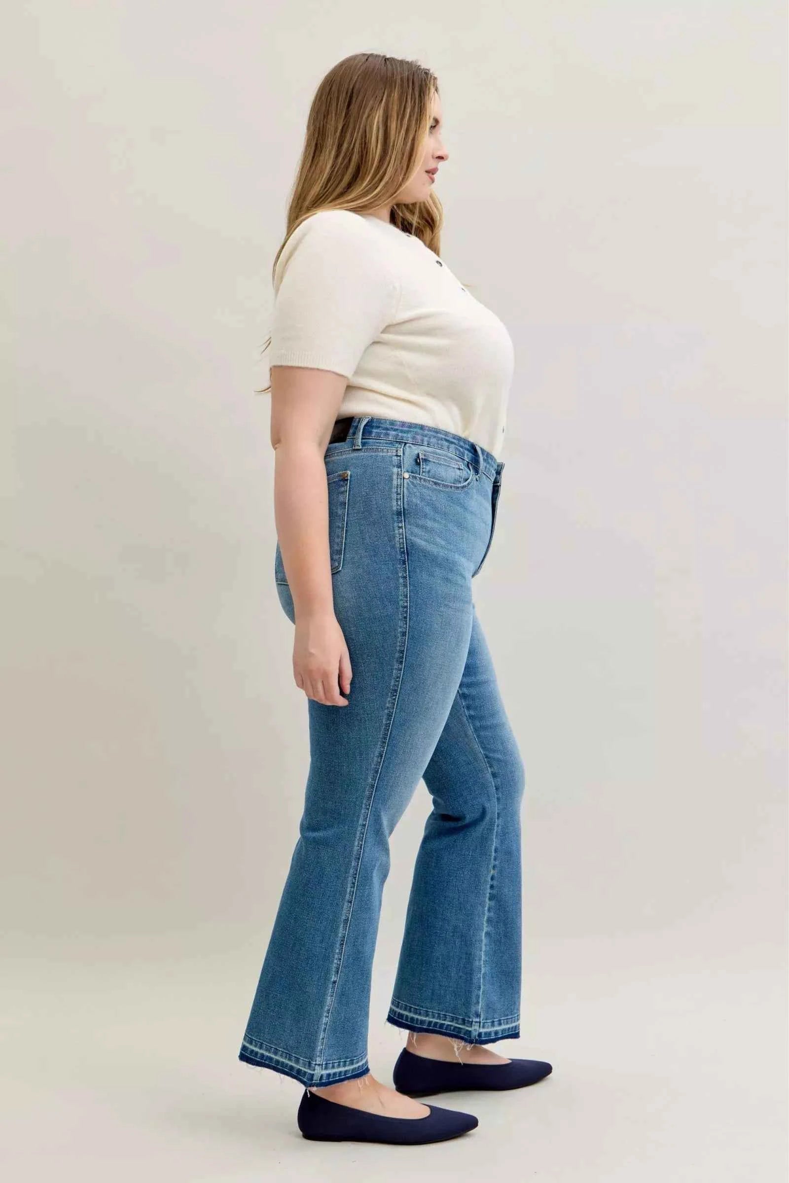Judy Blue Full Size Mid Rise Slim Bootcut Tummy Control Release Hem Jeans Plus Size 88419056-f674-408c-aa0a-67c7854a7195-Max-Origin