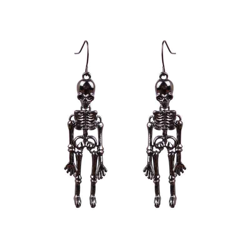 Skeleton Alloy Earrings Black One Size 885248de58e048bda95cf24613013a60-Max