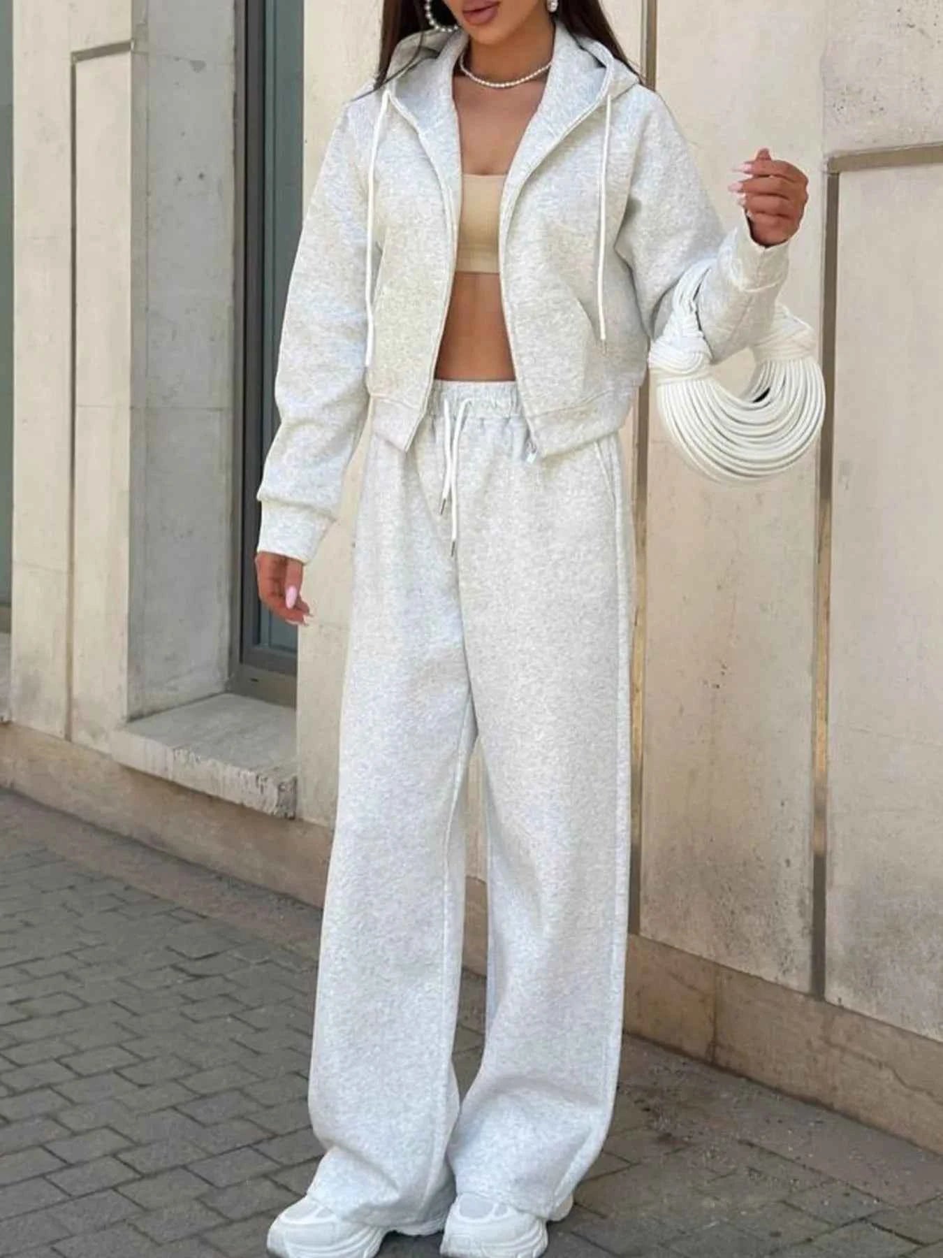 Zip Up Drawstring Hoodie and Pants Set Light Gray 8877d68b-863b-4d8f-862b-0a4a50930afa-Max-Origin