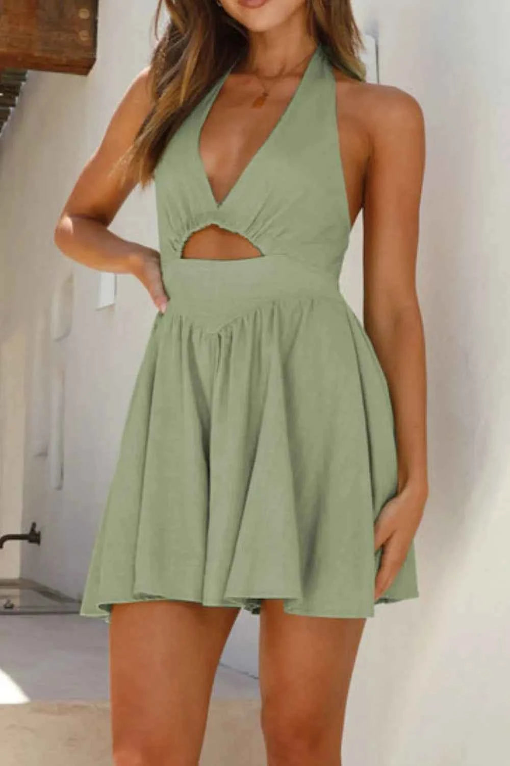 Cutout Halter Neck Mini Dress 88d8e82f-16aa-44c0-a869-7b0399a0963b-Max-Origin