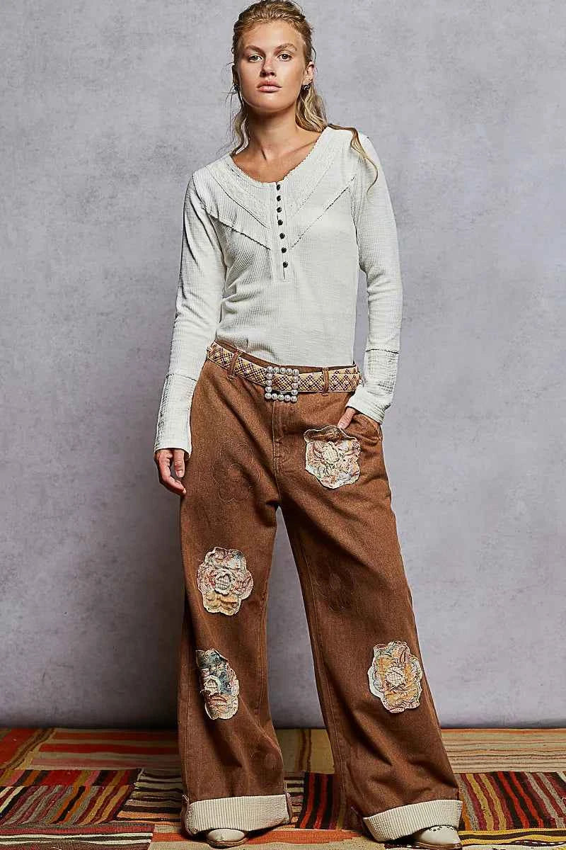 POL Ribbed Half Button Lace Detail Knit Top 89dab773-8cb6-44b7-a554-c694bd25c657-Max-Origin