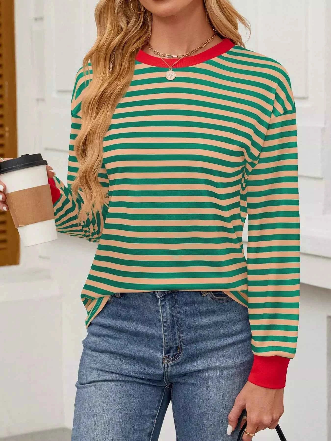 Striped Round Neck Long Sleeve T-Shirt 8b8d04a14b444872876dd7fdeab97e6c-Max-Origin