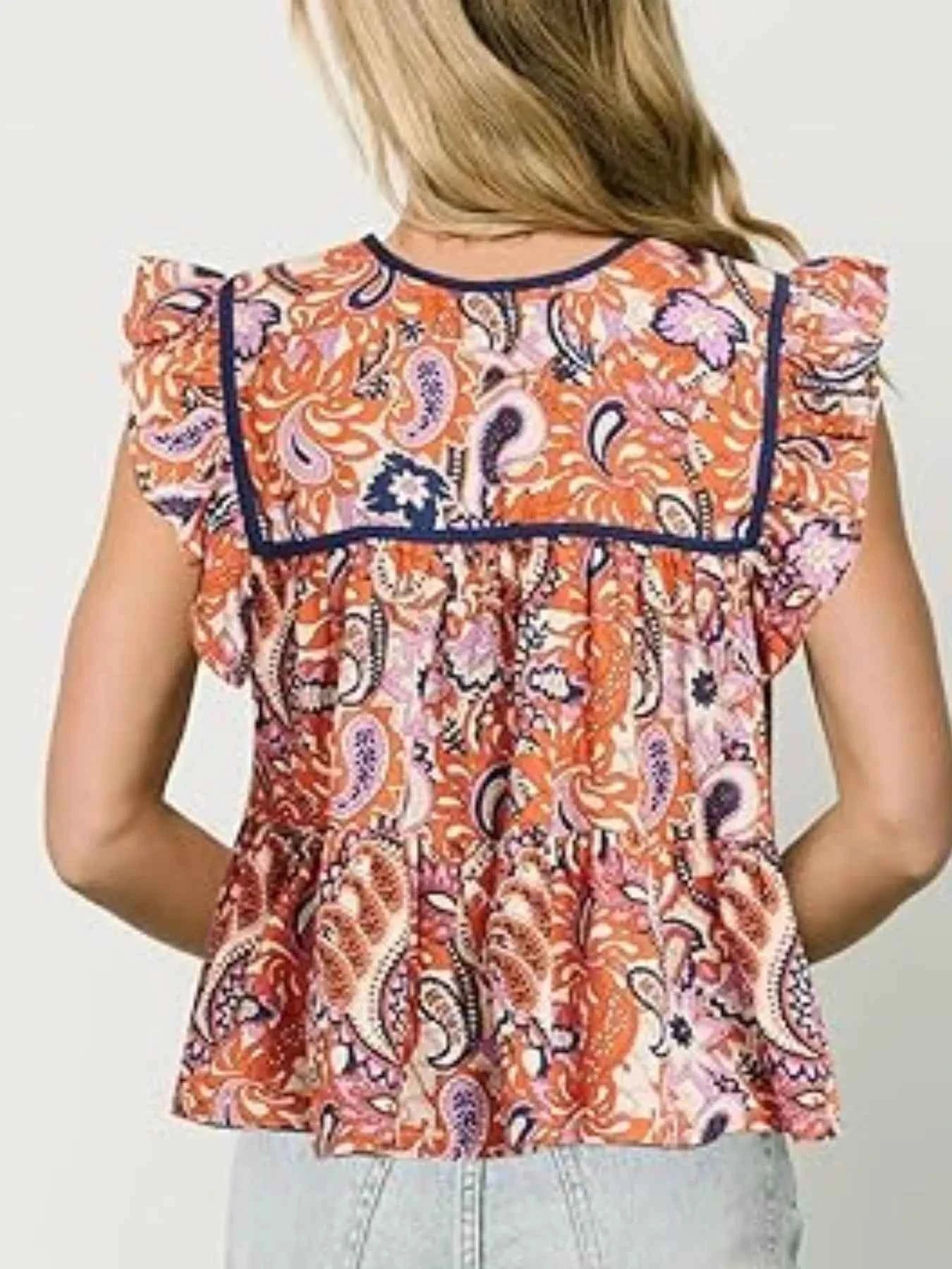 Tassel Ruffled Striped Blouse 8bd8b13d-1d6d-478e-a8d0-45ec2a6a1e29-Max-Origin