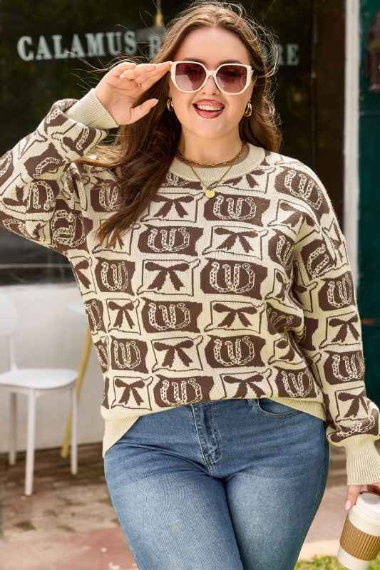 Plus Size Western Bows & Horseshoes Sweater 8bdf1571-60a7-4e77-be2f-8386c1a18300