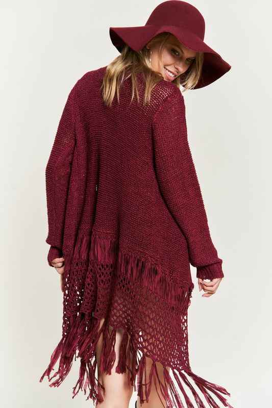 FRINGE KNIT CARDIGAN PLUS KRT1001 8d11ab90-a4fd-42cf-97aa-2c5946a14c32