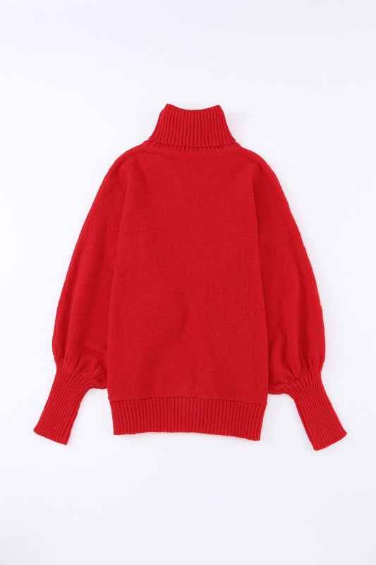 Christmas Merry Embroidered Puff Sleeve Turtleneck 8d1a2188-e474-4a86-9a07-5aef2379e2af