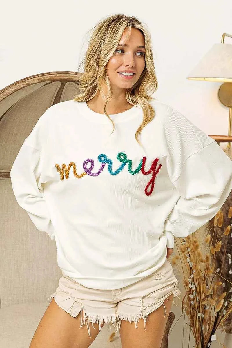 BiBi Merry Tinsel Lettering Drop Shoulder Sweatshirt 8e304becd56748968af1a05676204032-Max-Origin