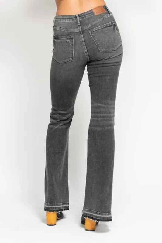 Judy Blue Full Size Mid Rise Tummy Control Washed Gray Release Hem Flare Jeans Plus Size 8e9ef4b5a2714fe18b8c5e2204dc43f6-Max-Origin