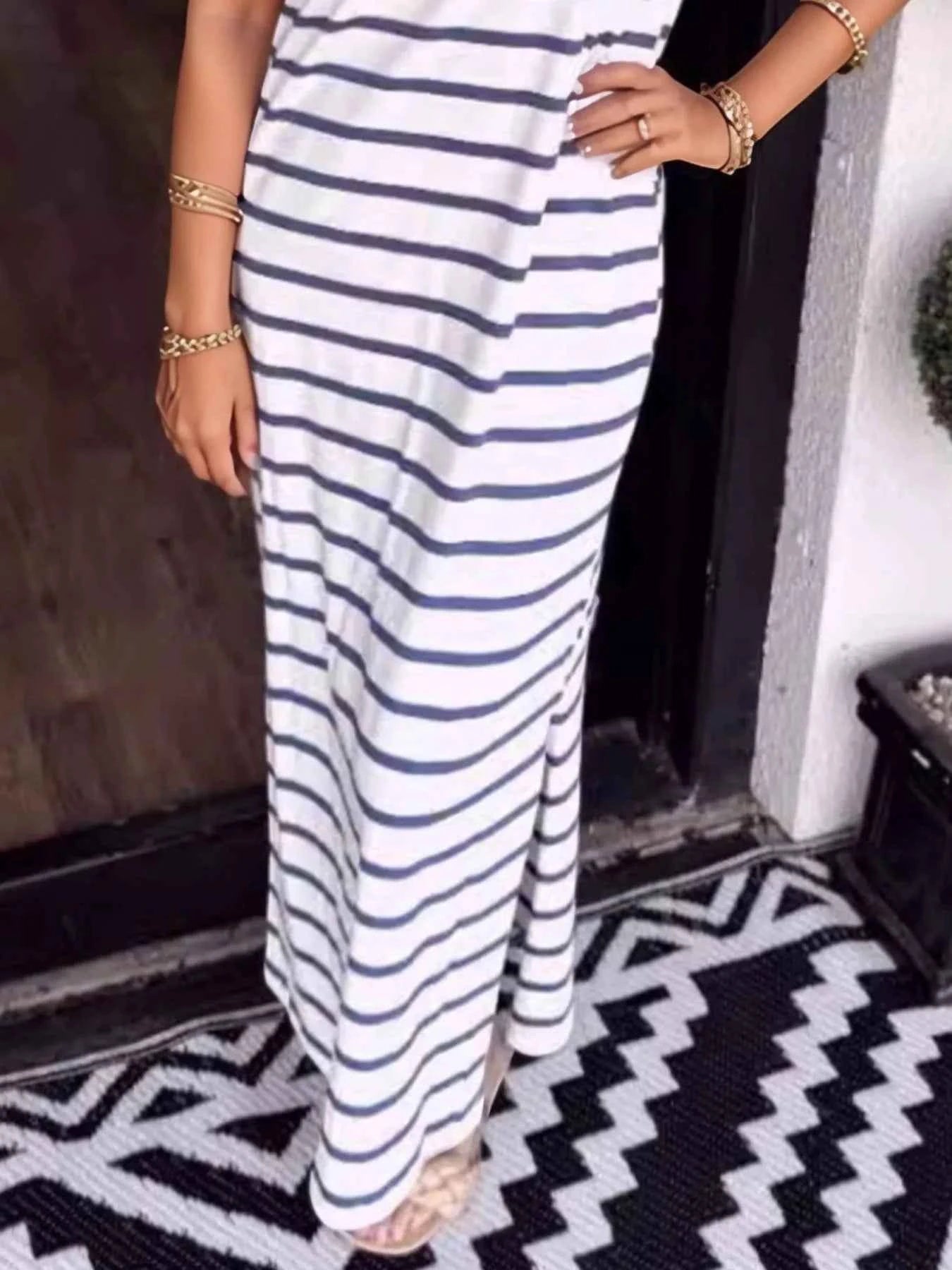 Plus Size Striped Maxi Dress with Side Slit - Full Size T-Shirt Style 8ea27a65-ef91-4bd1-881e-16c0bdb5dd73-Max-Origin