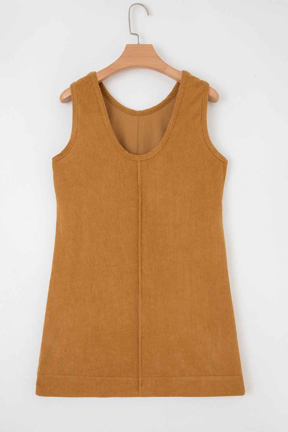 Rose Red Corduroy Exposed Seam Sleeveless Mini Dress 8f20b68215bde521