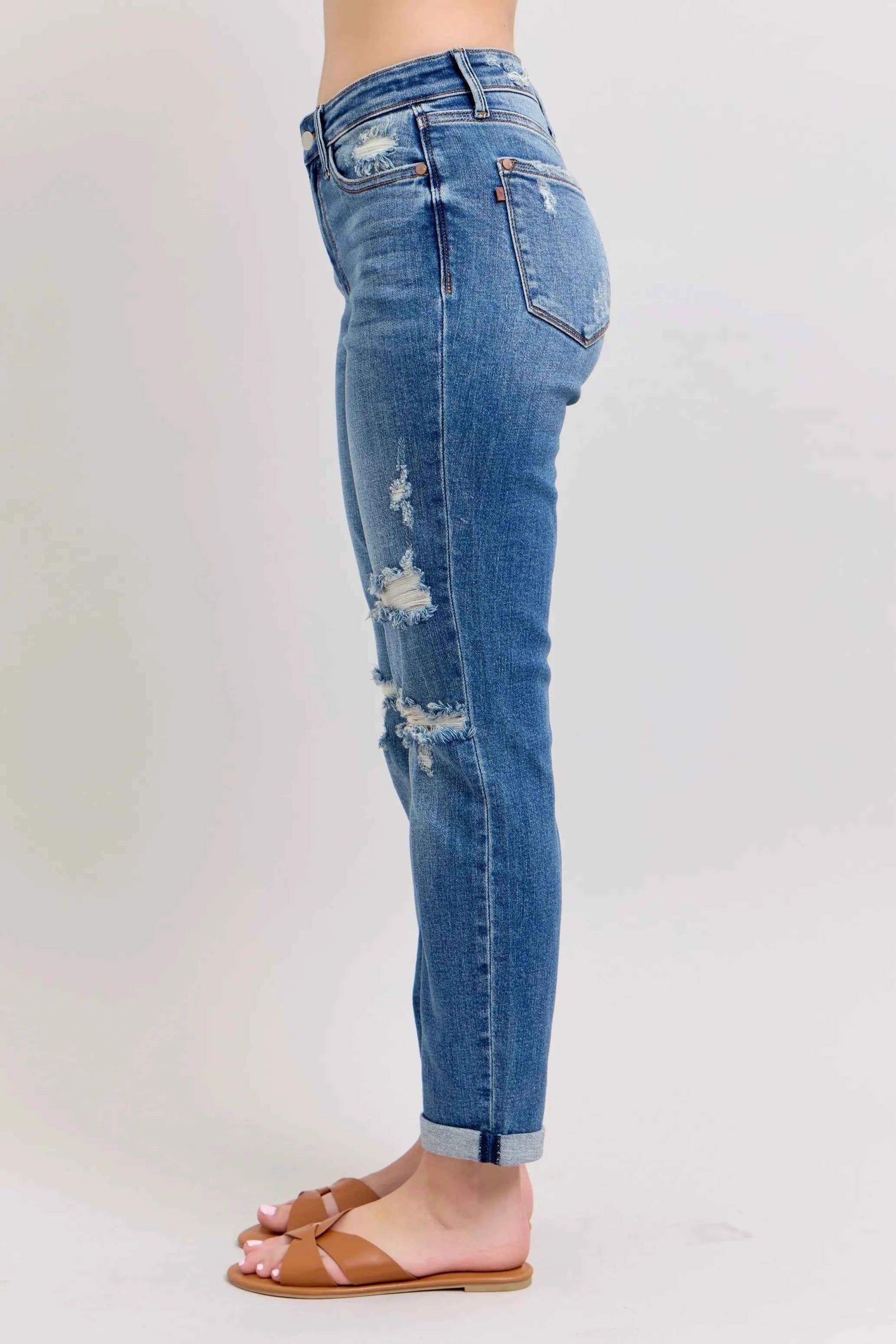 Judy Blue Full Size Mr Vintage Wash Boyfriend Fit W/ Destroy Jeans Plue Size 8f31e461f15649d3a942f3ba2b6c8533-Max-Origin