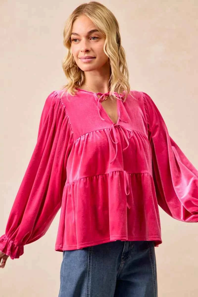 BiBi Christmas Theme Velvet Bow Tied Blouse 8fba5498f10640299d4d3ff45c04668e-Max-Origin