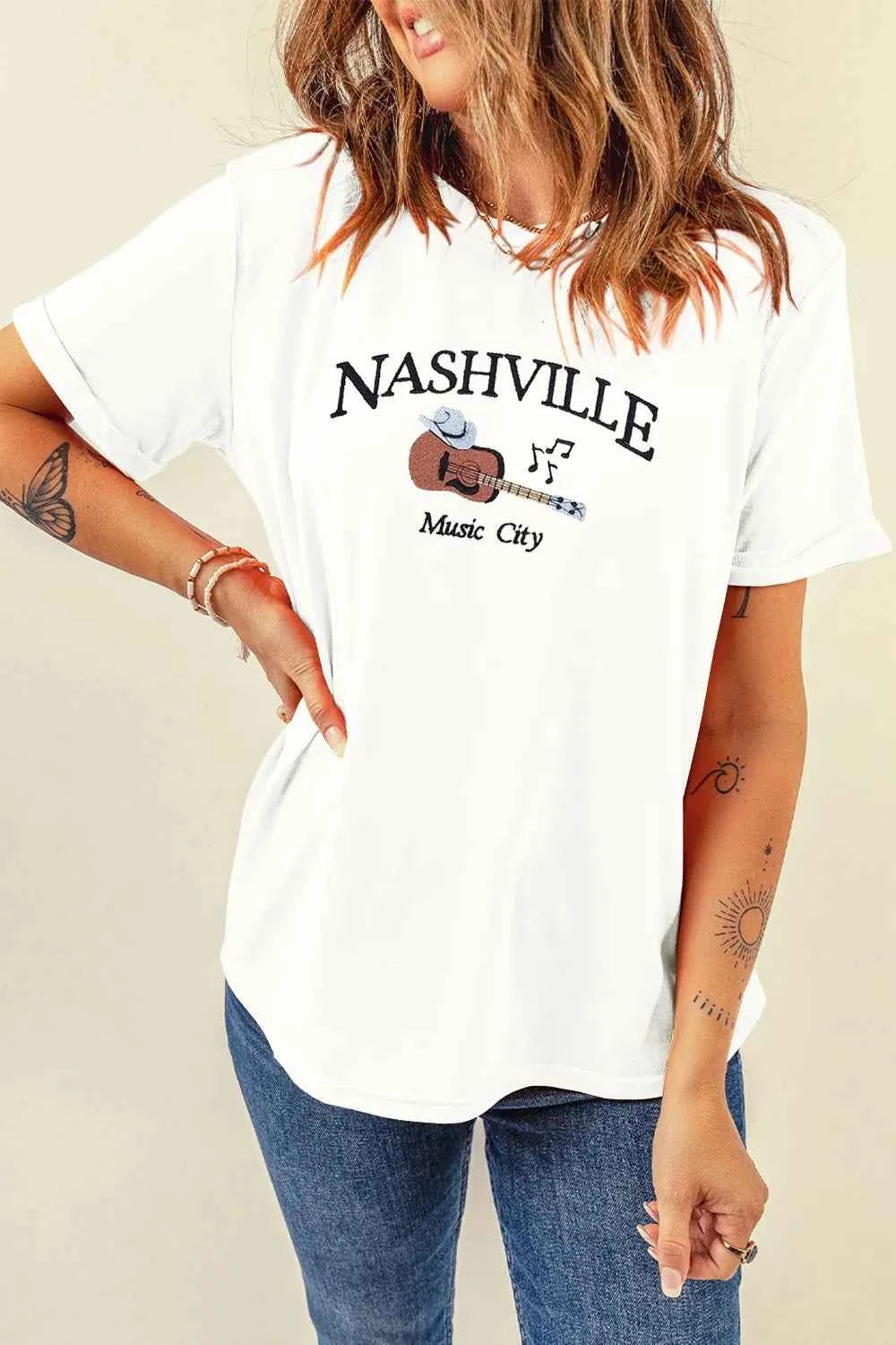 Guitar NASHVILLE Music City Print Crewneck Tee 902933c2-3f79-4211-9244-1e22b47e6311-Max-Origin