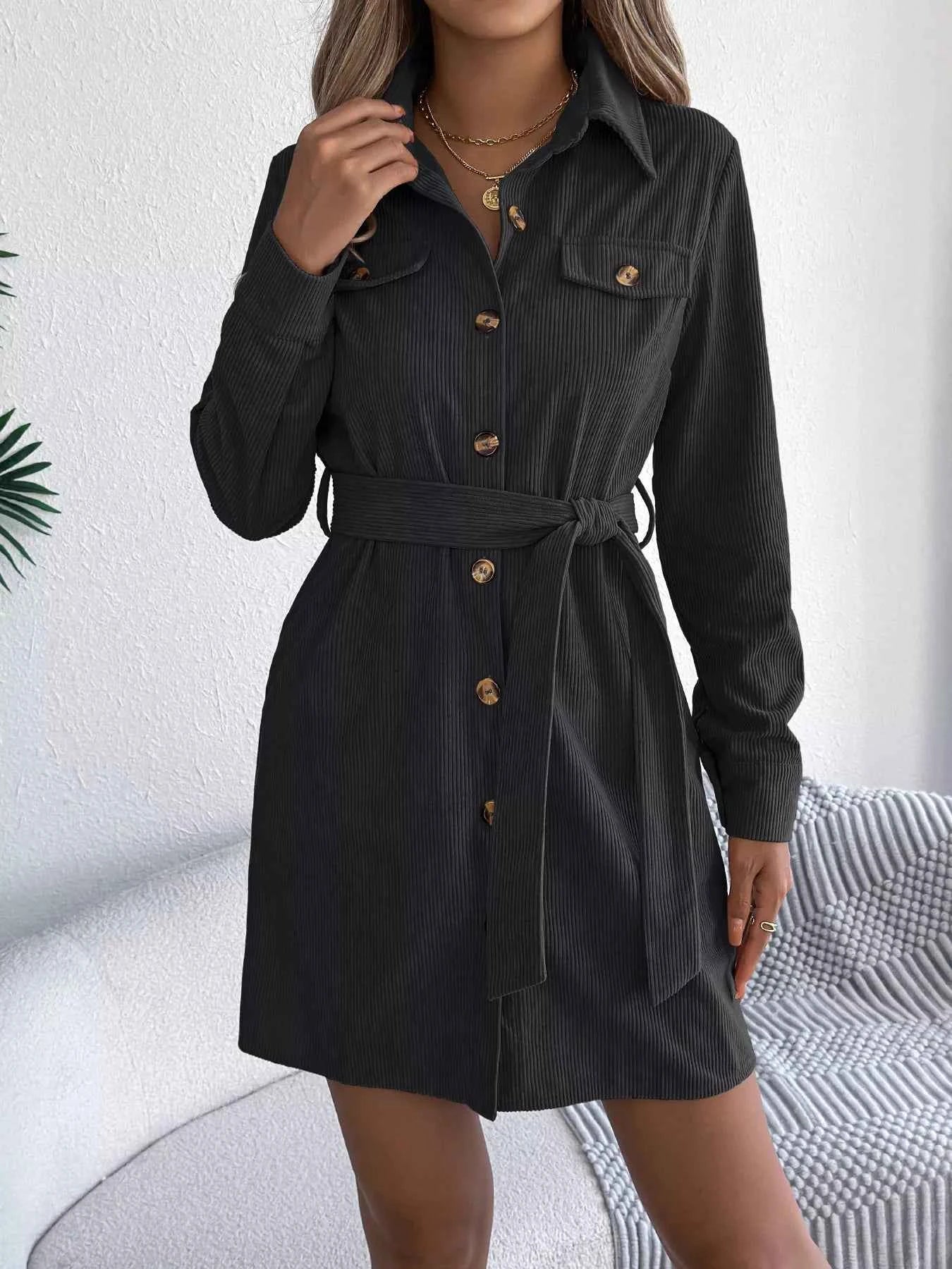 Button-Front Corduroy Shirt Dress 90675756a7fc4dd889f3292e037c21a1-Max-Origin