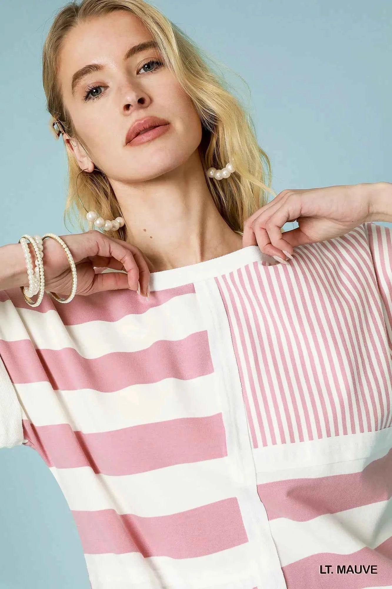 Umgee Mixed Striped Short Sleeve Romper 90858653-1d9c-4549-a459-20684f561b36-Max-Origin