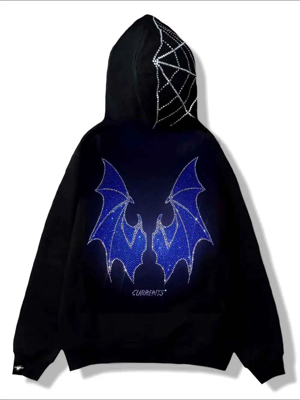 Men's Rhinestone Bat Zip Up Hoodie Royal Blue 91697b05-901e-4ef7-bc19-1d2bf959cfc1-Max