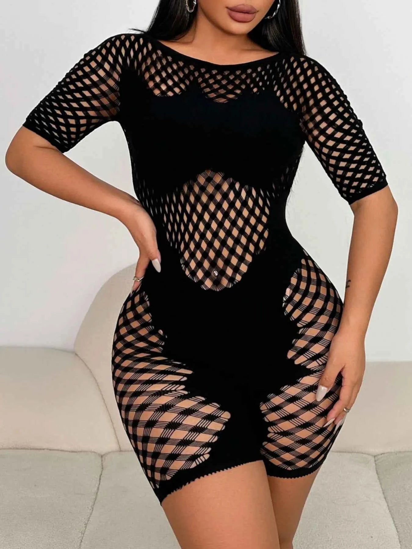 Fishnet Mesh Bodycon Romper Black 91ce5e0d-7760-42ac-b7f8-3b0e4a050098-Max-Origin