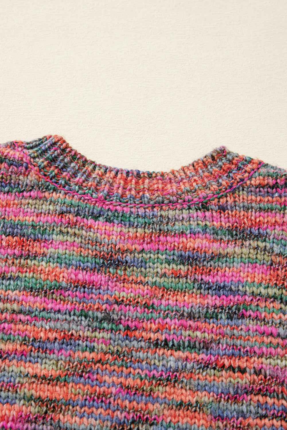 Purple Space Dye Yarn Crew Neck Sweater 91ffb42ca58b7e29