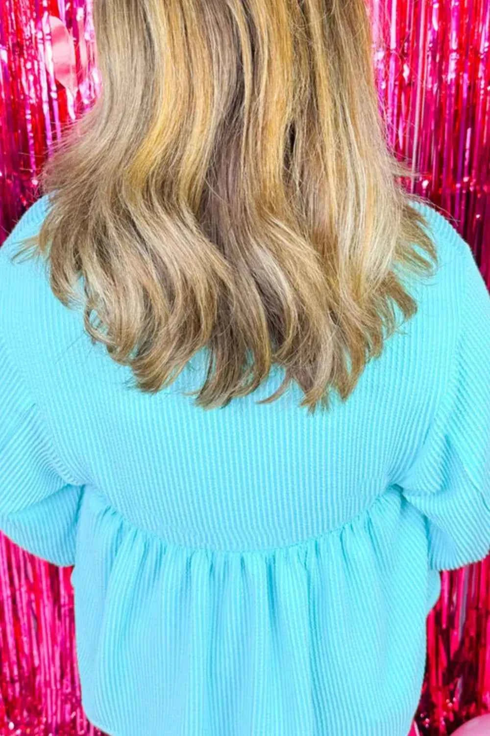 Plus Size Textured Peplum Long Sleeve Blouse 922ad2aa-5952-487a-b9e8-06e0b0c370d6-Max