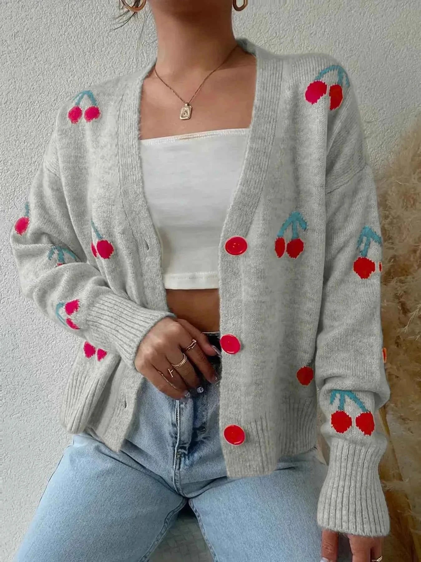 Cherry Button-Up Knit Cardigan Gray 928094e4-7309-4e3b-8d0f-f3255d8edef6-Max-Origin