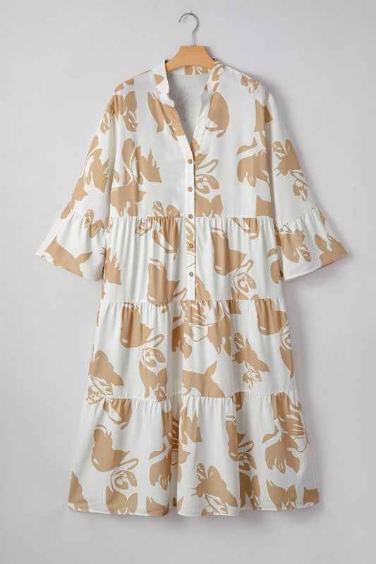 Plus Size Floral 3/4 Ruffle Sleeve Tiered Maxi Dre 92957cf8-9ce4-4e2e-af2f-41b824de3141