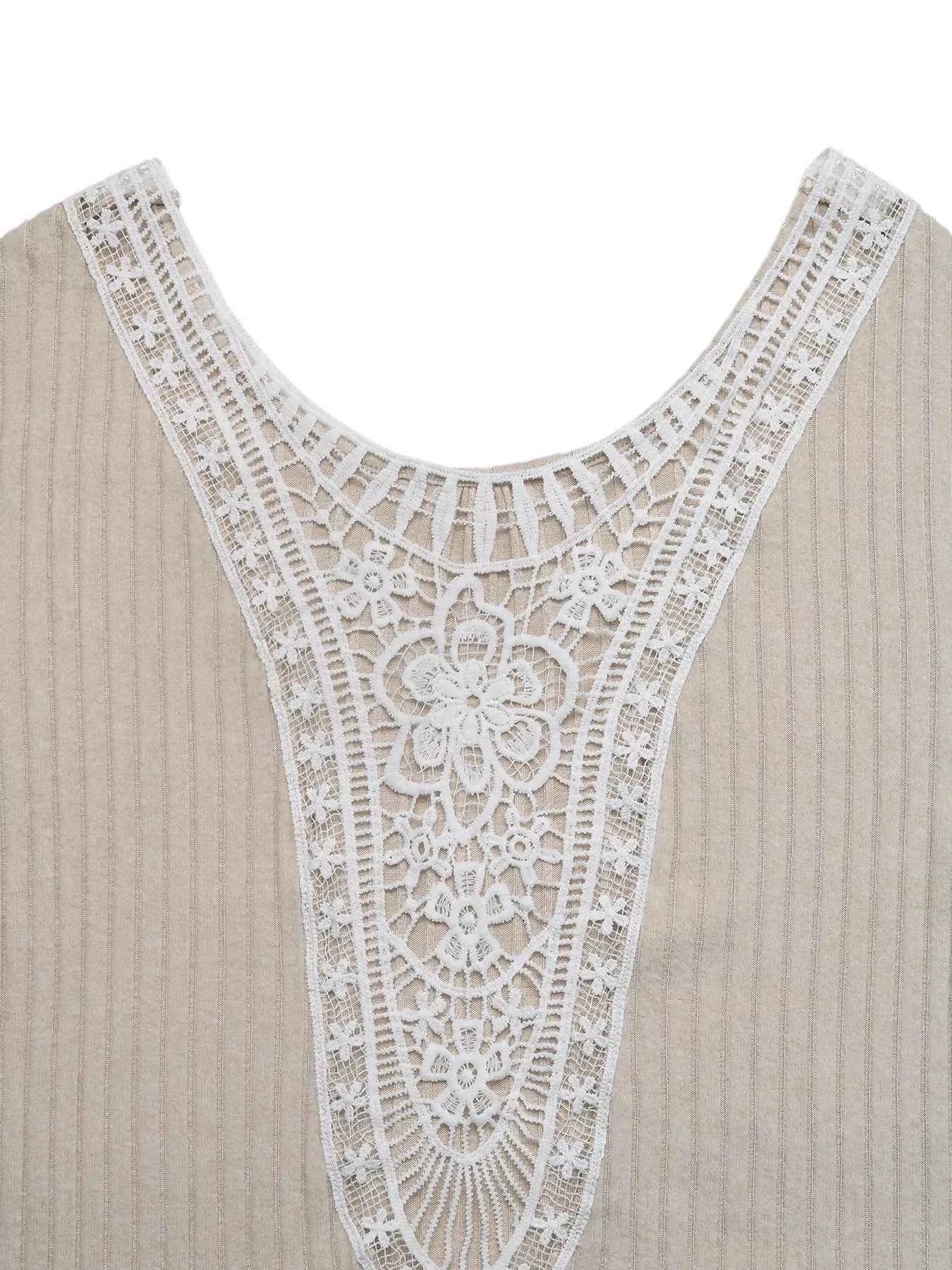 Lace Detail Ribbed Knit Long Sleeve T-Shirt 92a88db37b74409ba2435569207e66f2-Max-Origin