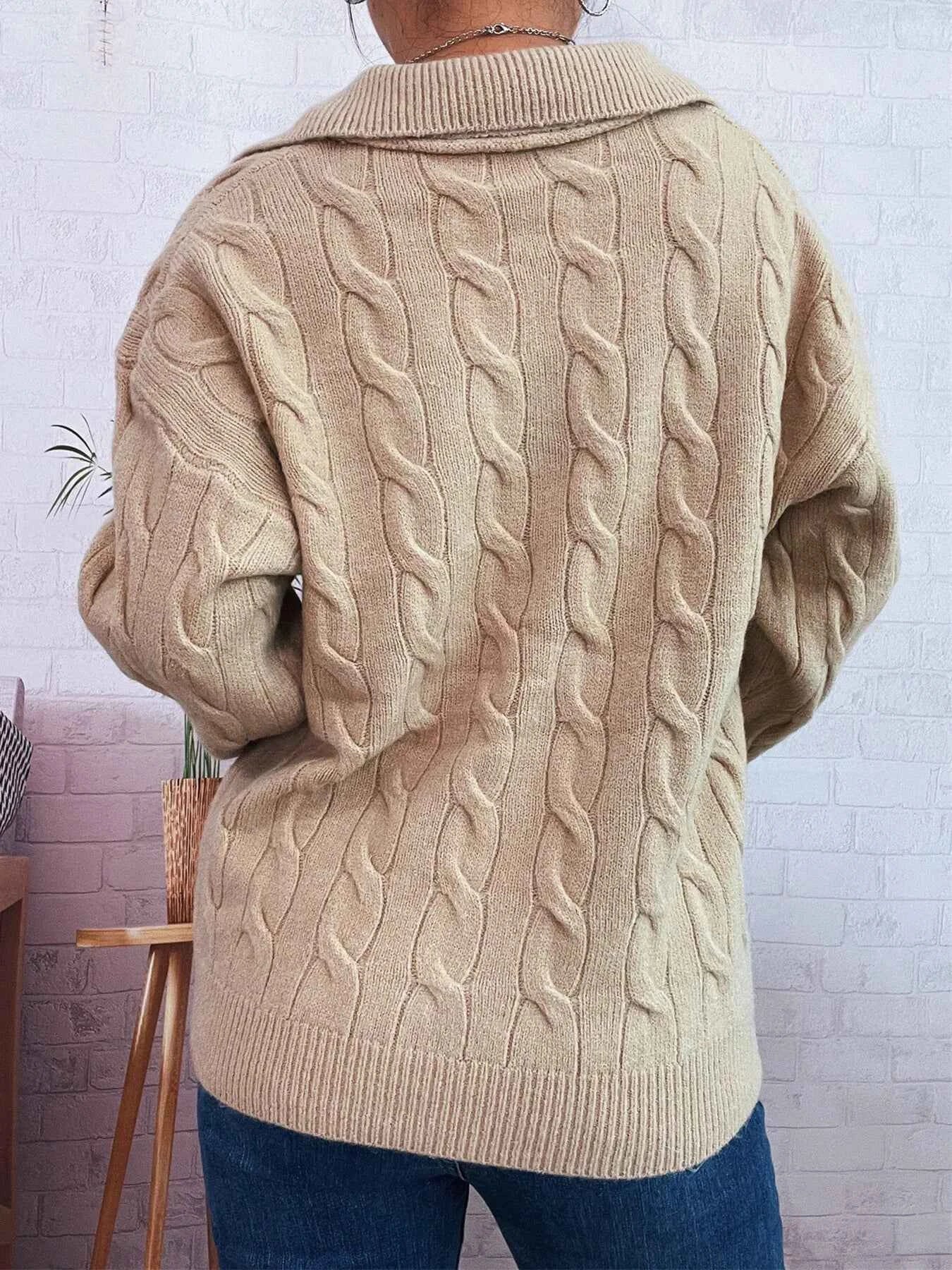 Cable Knit Johnny Collar Sweater 936420e6b40f443cba8d718357139b89-Max-Origin