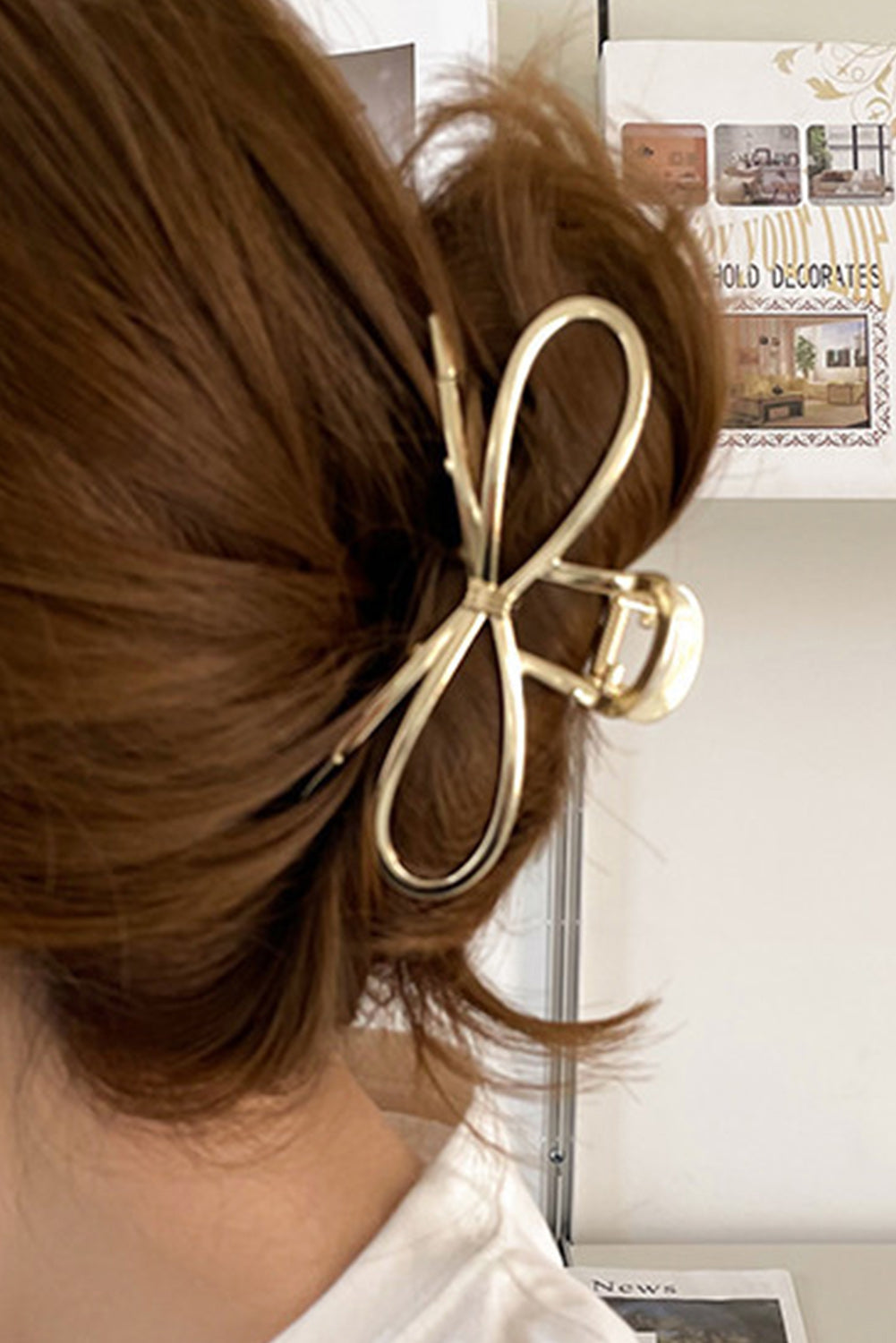 Gold Casual Bowknot Shape Metal Claw Clip 94918eb3778f81ea