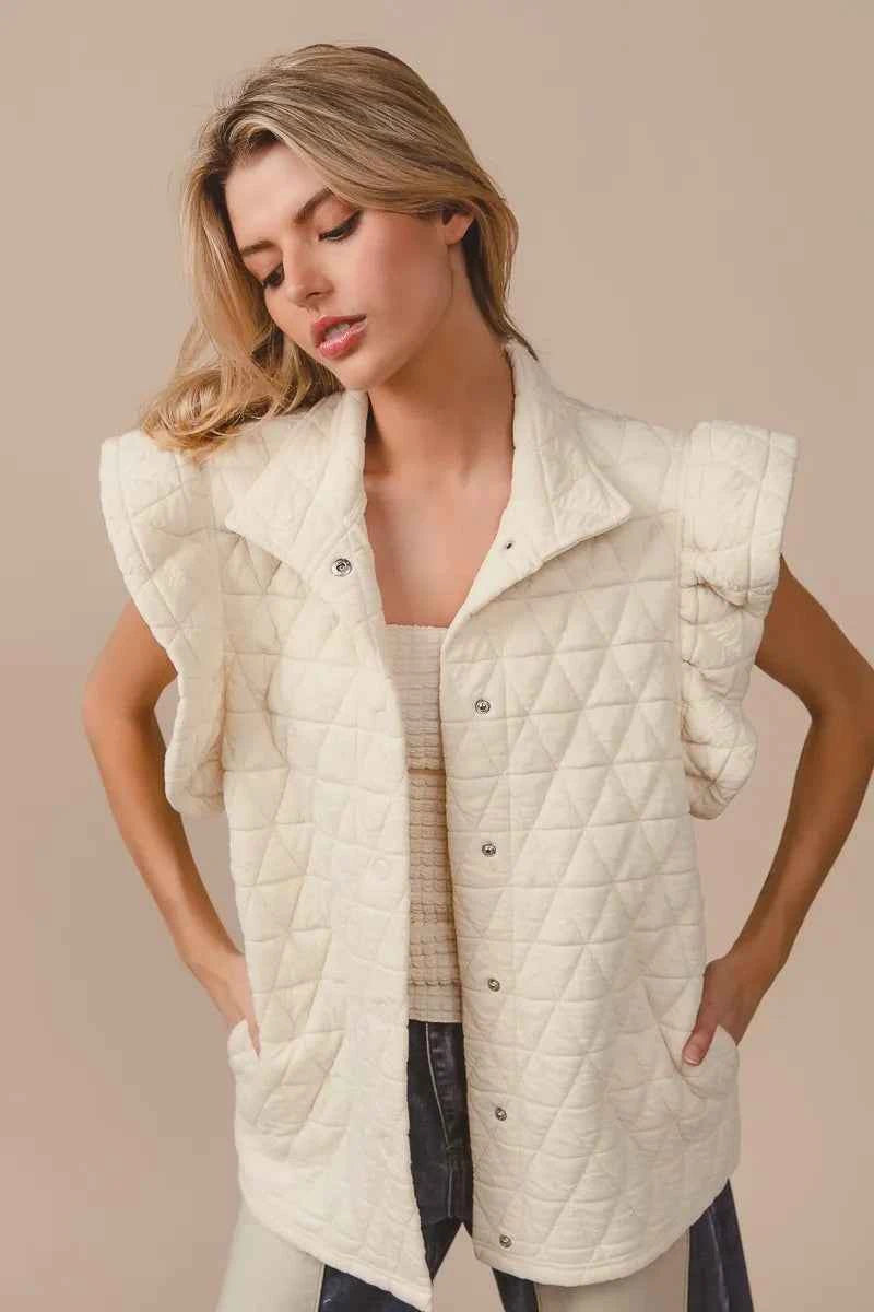 BiBi Quilting Knit Ruffle Sleeve Vest 9502bf2331d84145b516d582d1158548-Max-Origin