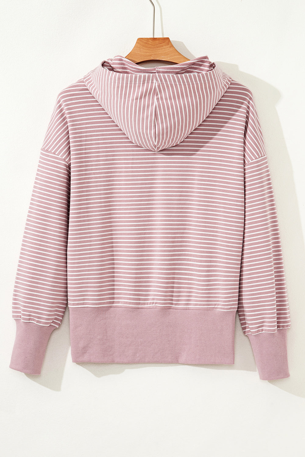 Rose Stripe Thumbhole Side Slits Drop Shoulder Loose Fit Hoodie 95b15ca30f0ed975