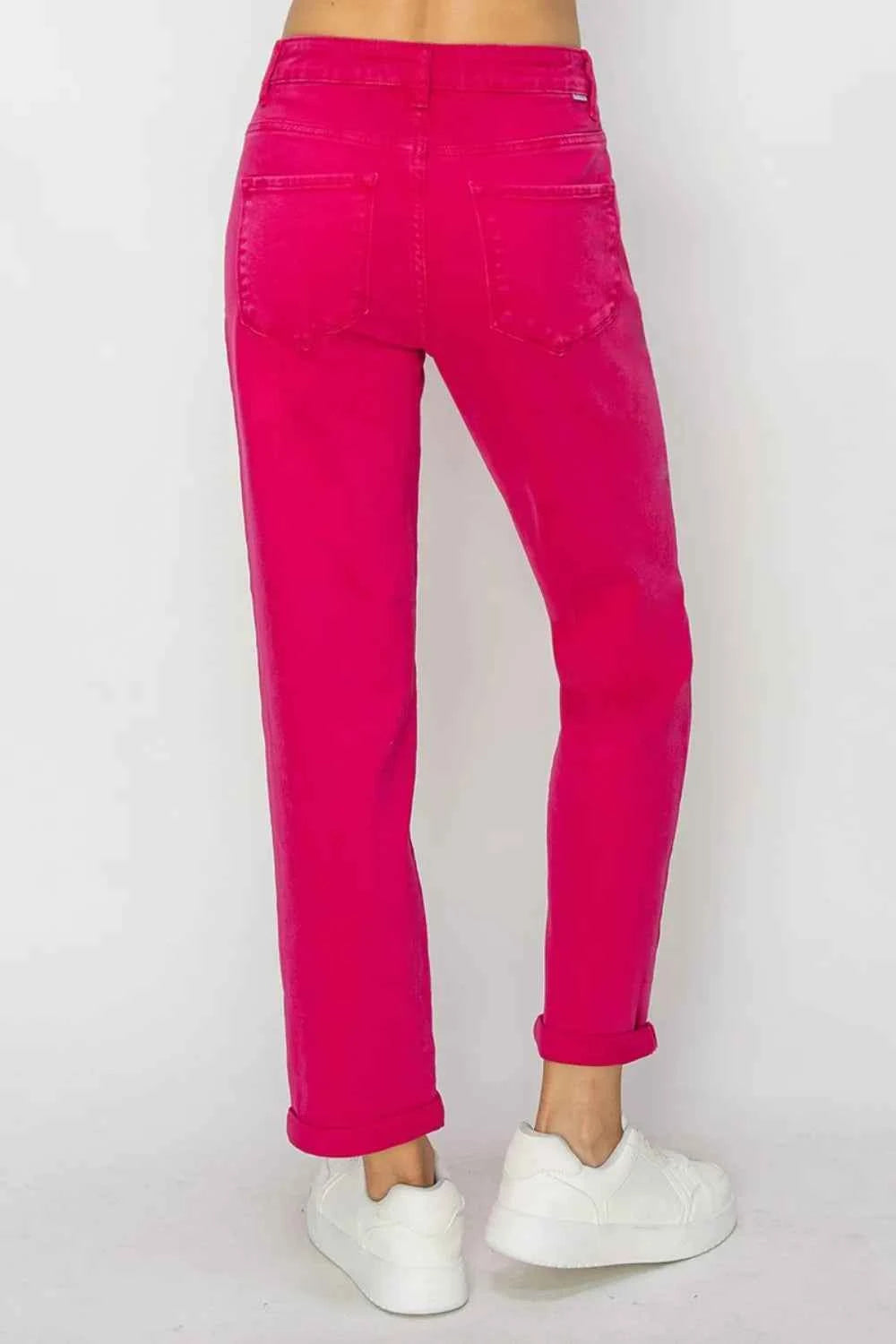 RISEN High Waist Rolled Hem Straight Jeans 9694273a-2248-4ae1-a1d9-581ed58ba4cf-Max