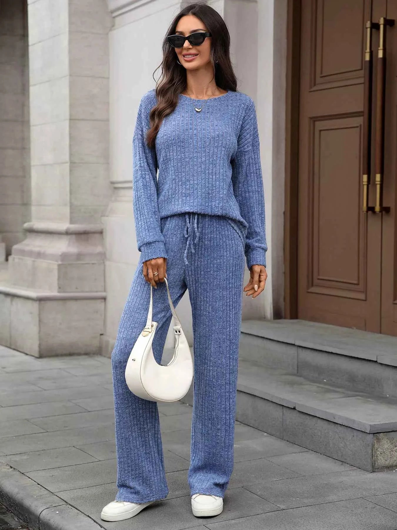 Ribbed Round Neck Top and Pants Set 973d05d95a444c1da65d5e4dbf78cd9e-Max-Origin