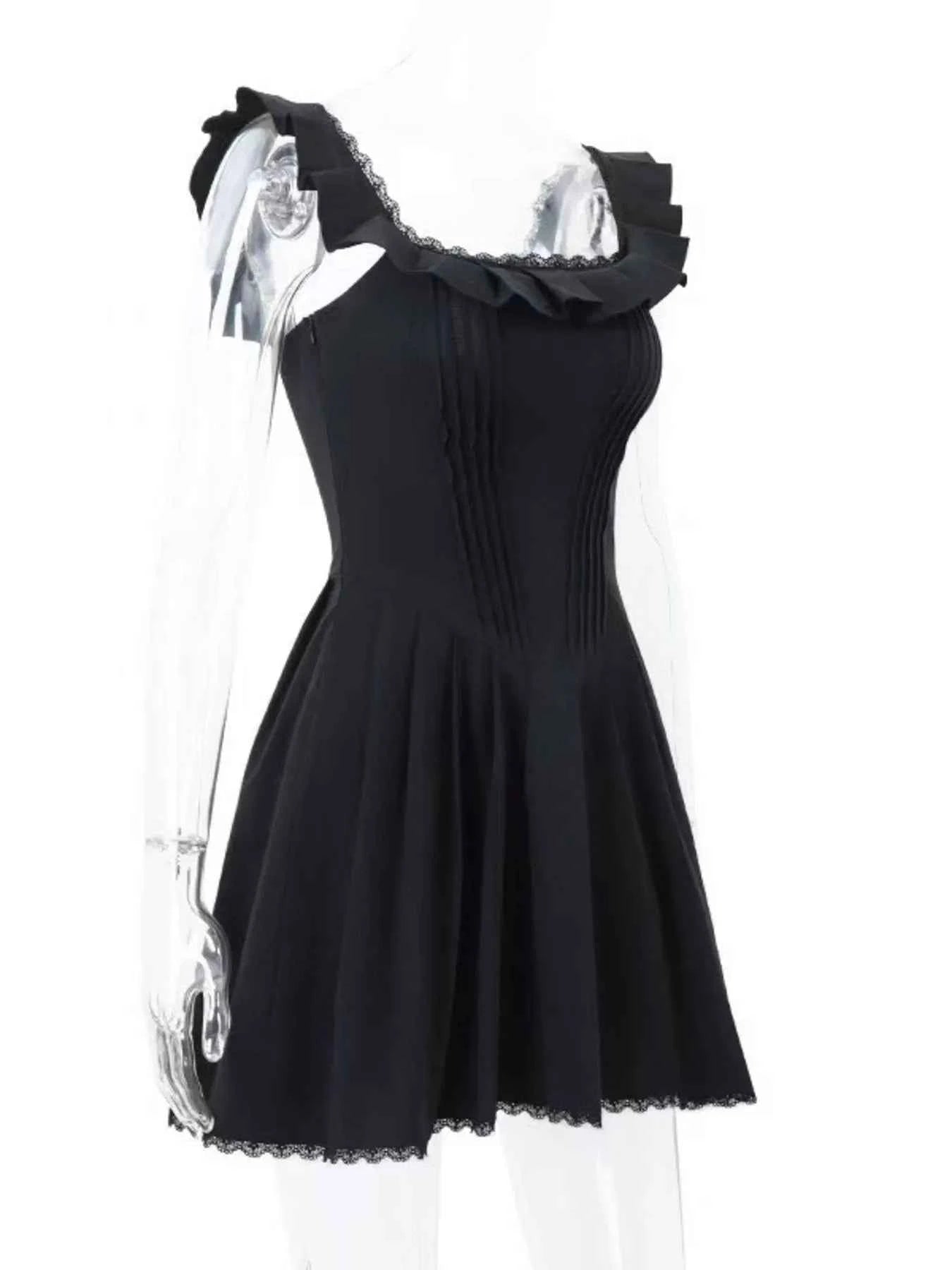 Square Neck Pleated Mini Dress 98049de4-36f4-4b6d-a990-a3862ffd7392-Max-Origin