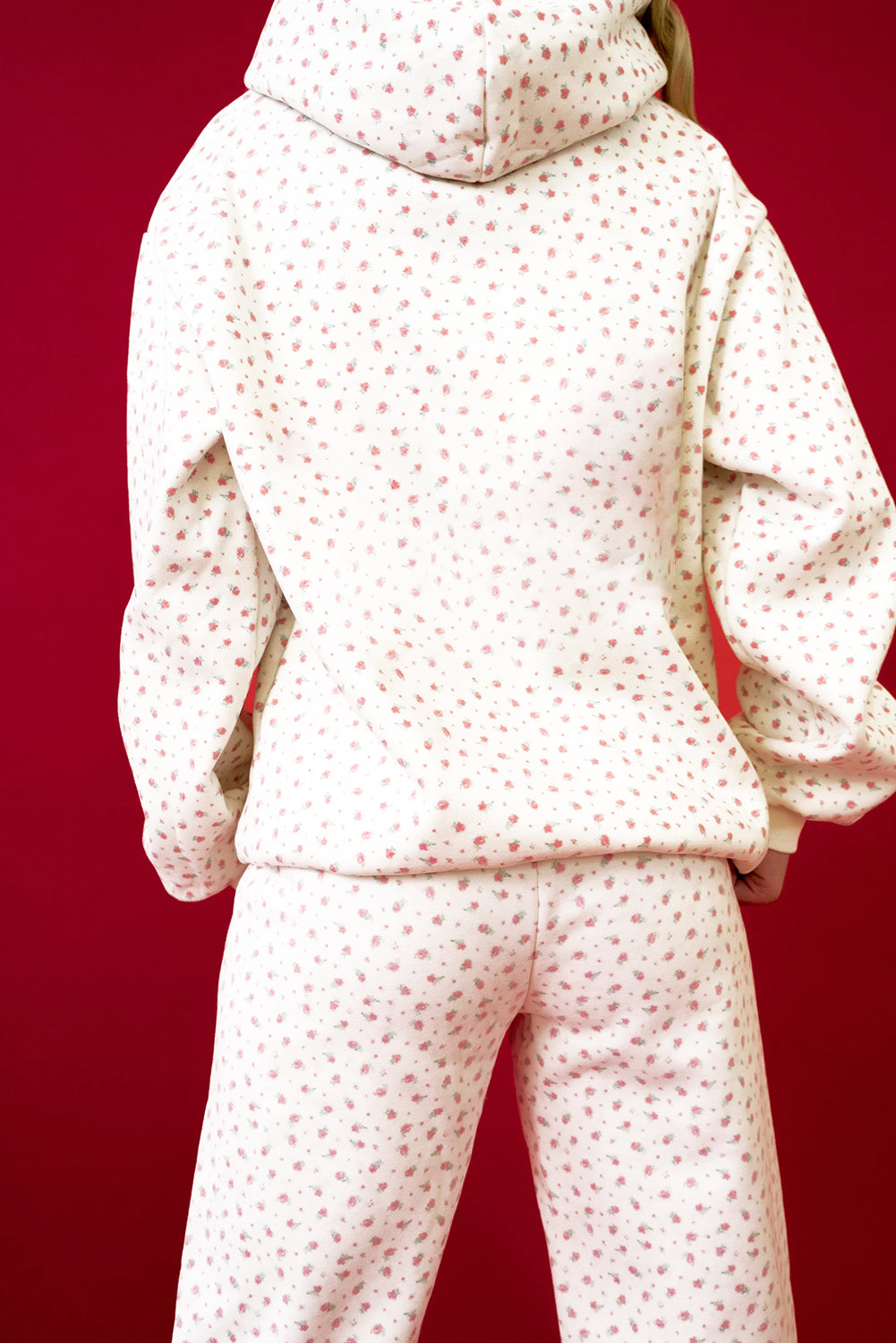 Pink Floral Kangaroo Pocket Hoodie Pants Set 98f940faa5df9250