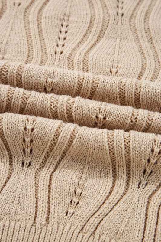 Pearl Beaded Pointelle Knit V-Neck Lace Trim Sweat 99569af2-f517-4762-85a1-79ad7c20b18c