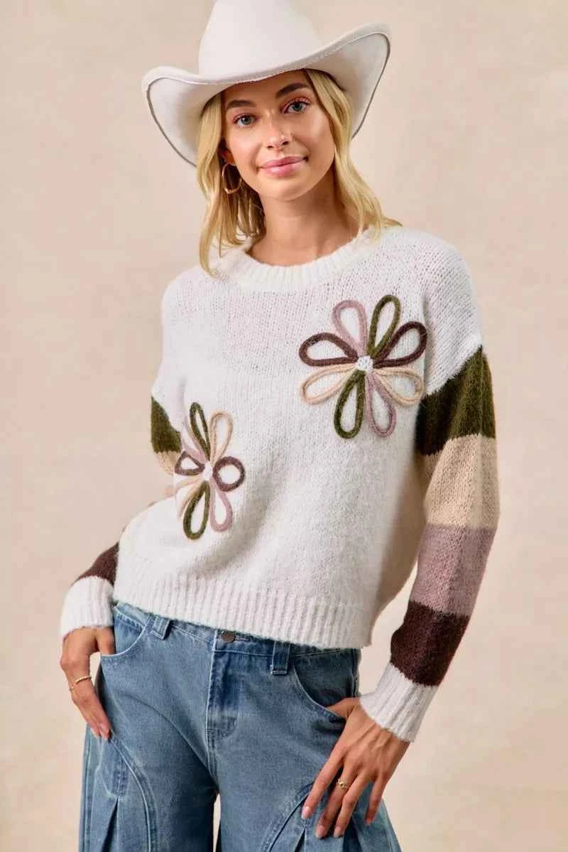 BiBi Flower Color Block Sweater 99cd4826a6e04f1ebd9a3fb499b8f099-Max-Origin
