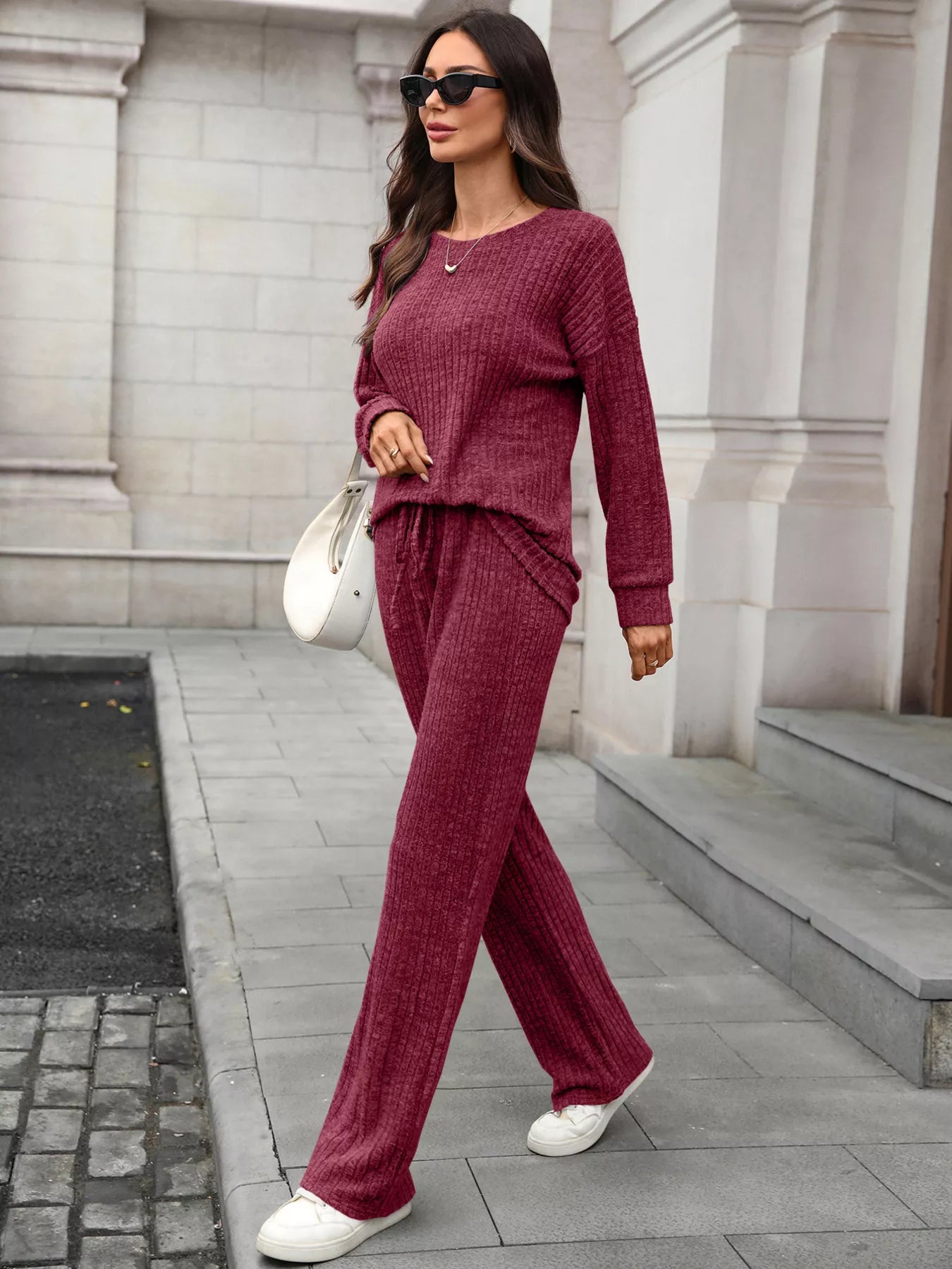 Ribbed Round Neck Top and Pants Set 9a02018b8e034325ac33feb6e1fad952-Max-Origin