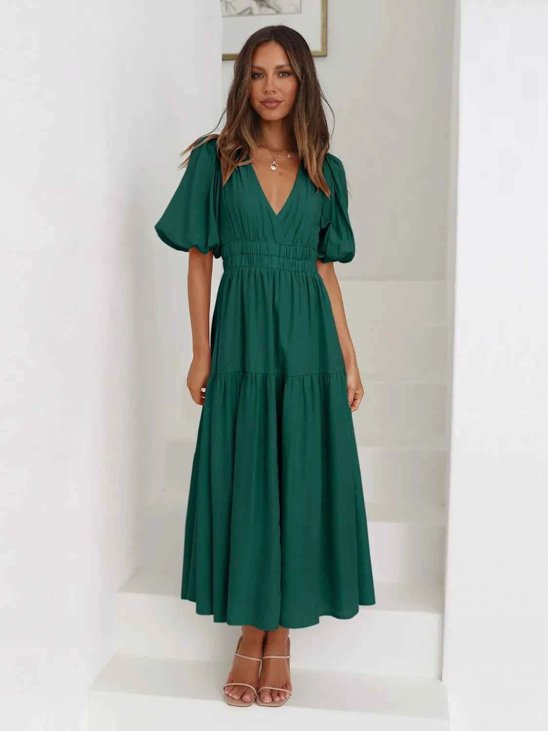 Tiered Surplice Half Sleeve Midi Dress 9c758986-8c2c-43e2-be3f-90d14553ac8b-Max-Origin