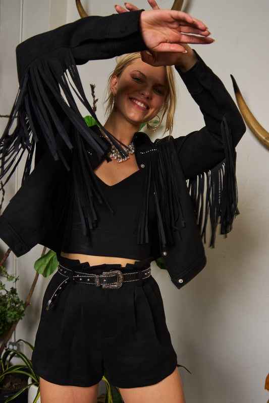 Suede studded fringe jacket PLUS JJO5009P 9c952627-31a8-4d75-976e-24590ca3aca8