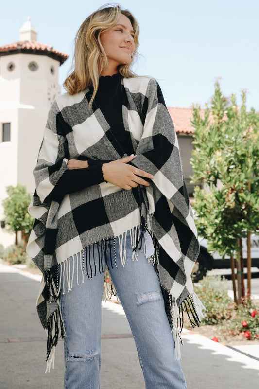 Buffalo Check Tassel Poncho 9cc50a3c-3896-48a7-8901-9e477bc580fa