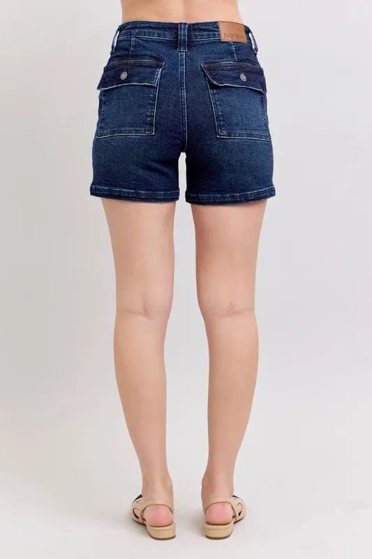 Judy Blue Full Size High Waist Back Flap Pocket Denim Shorts Plus Size 9eaa1ab2f4f54fadbdc40b637197c529-Max-Origin