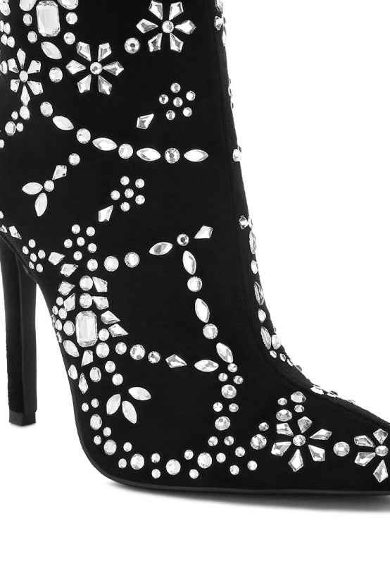 Dunari Diamante Embellished Microfiber Boots 9f46ae97-6dfe-4d70-ad85-7f6dfaf6cb74