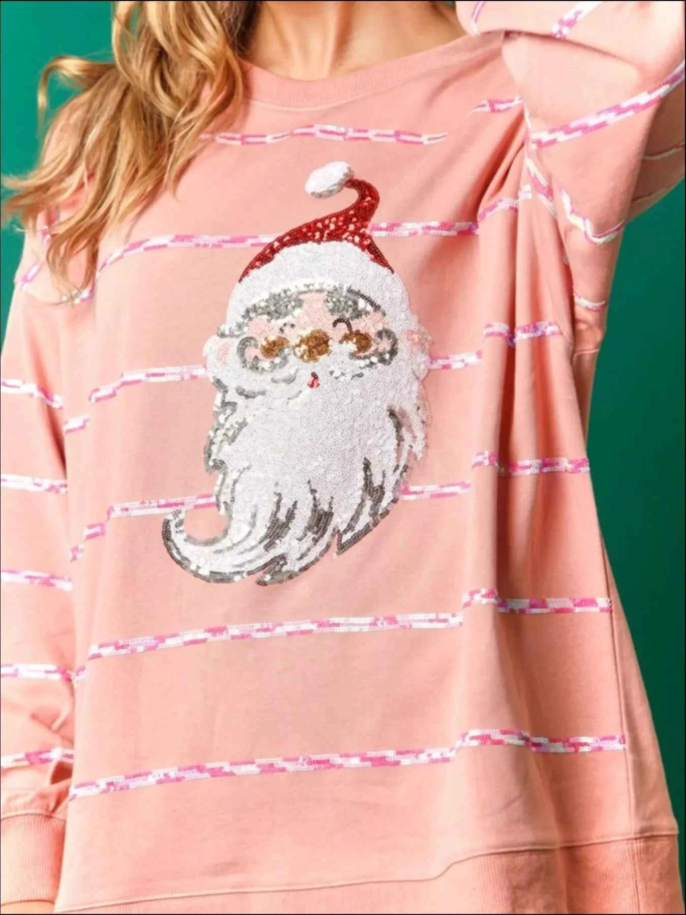 Christmas Santa Striped Long Sleeve Sweatshirt 9f90703b-fb06-43ac-ad06-0ff16d15bd9c-Max-Origin