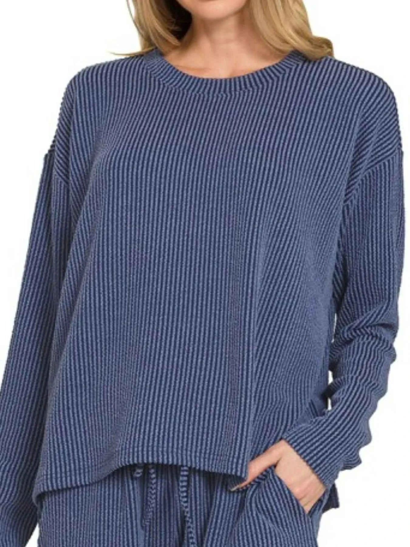 Zenana Corded Rib Long Sleeve Tee and Shorts Set a09435d9-f377-420a-aee9-8407b54a2025-Max-Origin