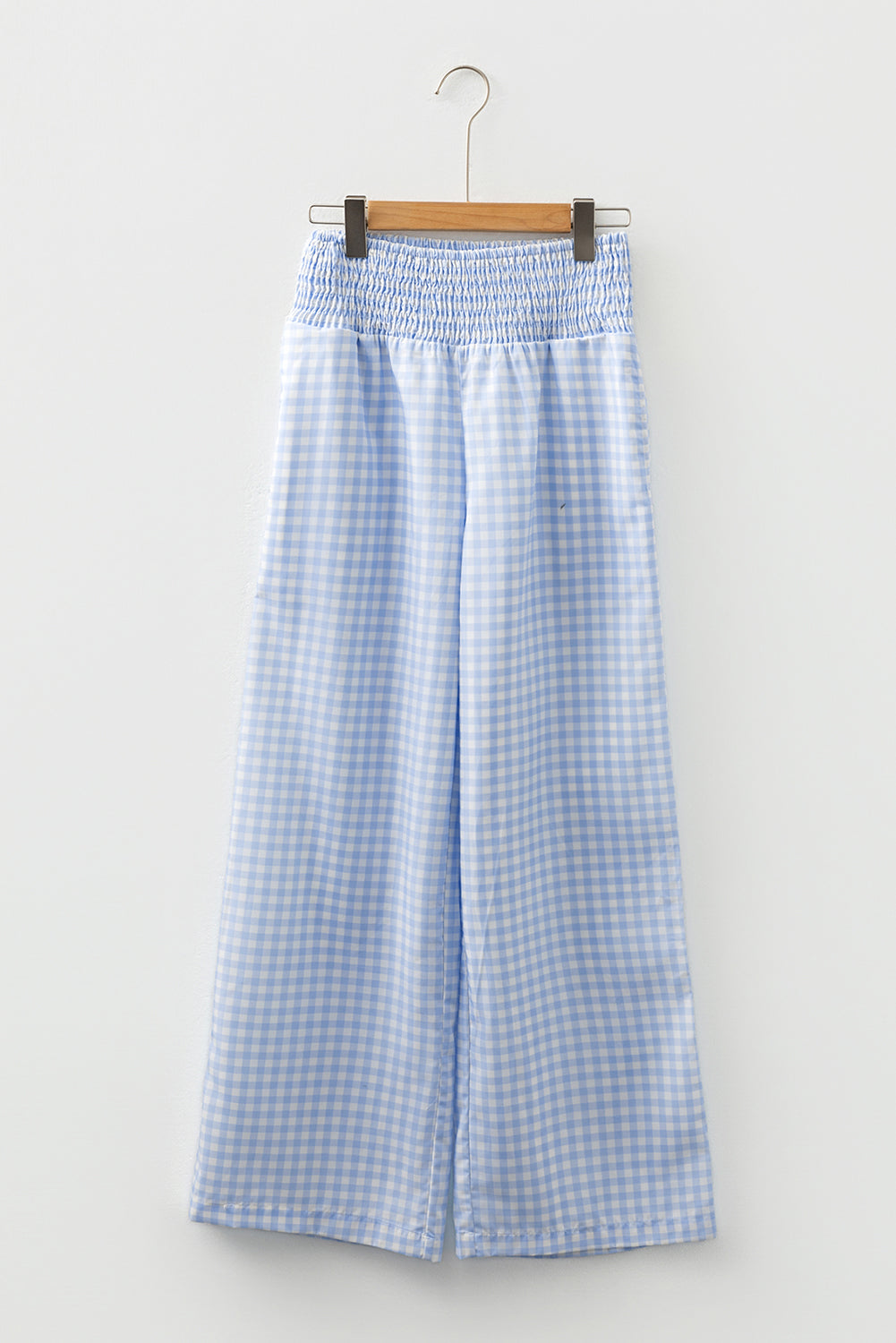 Myosotis Gingham Smocked High Waist Loose Pants a14bc01337267f60